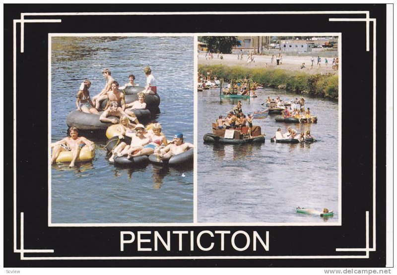 2-Views, Floating From North To South On The Canal, Penticton, British Columb...