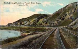 Postcard MO St. Joseph - Bluffs - Looking North from Francis Street Depot