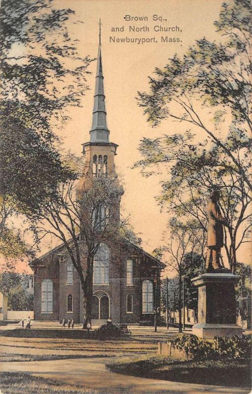 Newburyport Massachusetts North Church Street View Antique Postcard K43972