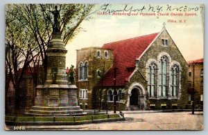 Soldier's Monument   Plymouth Church  Utica  New York  Postcard  1907