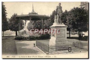 Old Postcard Pau The Statue Of Henri IV And Kiosk To Music
