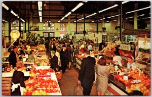 Lancaster Pennsylvania PA, 1967 Farmers Central Market Interior Produce Postcard