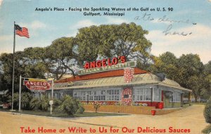 ANGELO'S PLACE RESTAURANT GULFPORT MISSISSIPPI ADVERTISING POSTCARD (c. 1920s)