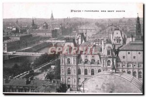 Paris Old Postcard Panorama of the seven bridges