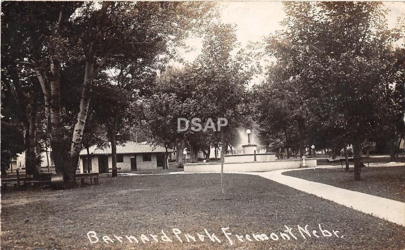 C82/ Fremont Nebraska Ne Real Photo RPPC Postcard c1910 Barnard Park Fountain