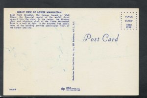 America Postcard - Night View of Lower Manhattan, New York   T9429