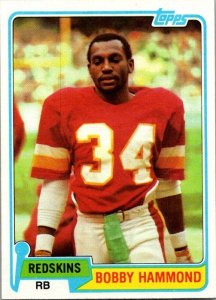 1981 Topps Football Card Bobby Hammond Washington Redskins sk60446