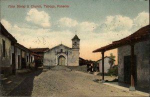 Taboga Panama Main Street and Church c1910 Vintage Postcard