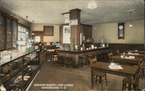 Manchester New Hampshire NH Simonds Bakery Lunch Counter c1910 Vintage Postcard