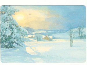 Happy Holidays, Winter Rural Scene, 1985 Chrome Christmas Postcard #2