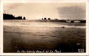 RPPC On the Sandy Beach at La Push, Washington Photo Vintage Postcard F12