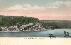 Vintage Postcard West Bluff Mountain Forest Scenic View Devil's Lake Wisconsin