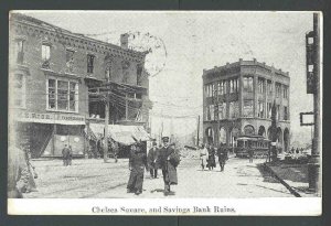 1908 PPC* Disaster Chelsea Sq & Savings Bank Ruins Boston Ma