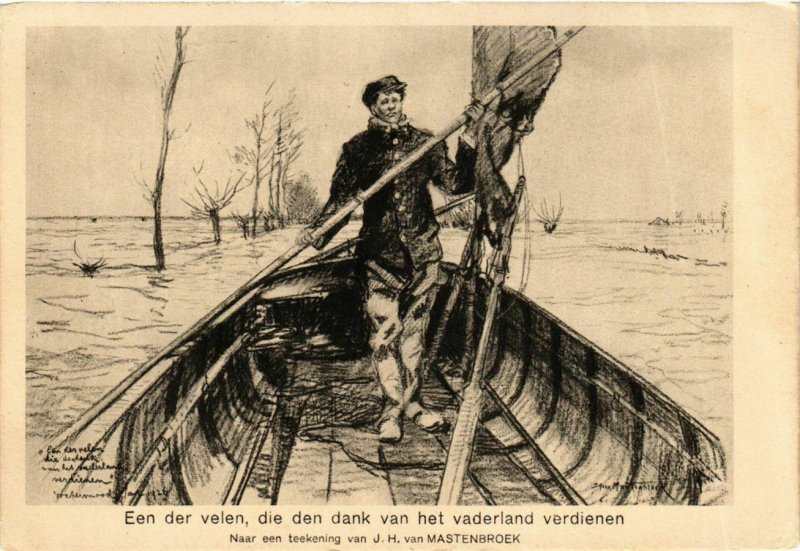 CPA AK Man in a Boat - Netherlands SHIPS (911187)