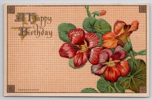 Birthday Greetings Beautiful Flowers Davidson Schmitz Long Pine NE Postcard A35
