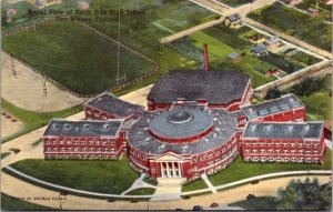 Linen Postcard Aerial View of North Side High School in Fort Wayne, Indiana