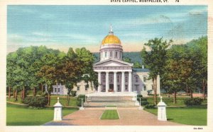 Vintage Postcard 1930s State Capitol Montpelier Vermont VT Pub By CW Hughes & Co