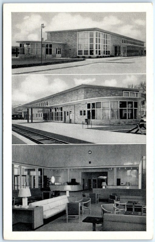 c1940s Burlington, IA Railway Bus Station Postcard by Graycraft Danville VA A90