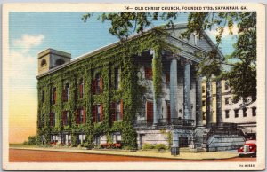 Old Christ Church Founded 1733 Savannah Georgia Roadway & Building View Postcard