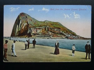 Gibraltar THE ROCK FROM THE NEUTRAL GROUND - Old RP Postcard by Benzaquen & Co.