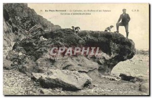 Old Postcard Arromanches Surroundings Man and dogs