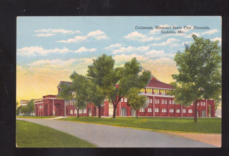 SEDALIA MISSOURI STATE FAIR COLISEUM ANTIQUE VINTAGE POSTARD MO.