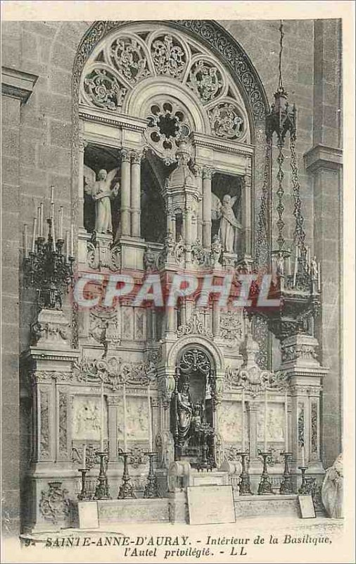 'Old Postcard Sainte Anne d''Auray Interior of the Basilica Altar privileged'