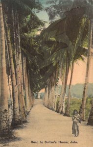 Road to Sultan's Home, Jolo,  Hand-Colored-style,  Philippines,Old Postcard