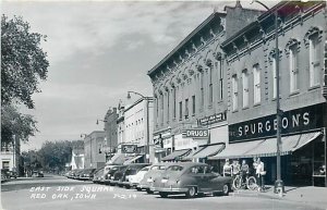 IA, Red Oak, Iowa, RPPC, East Side Square, Storefronts, 50's Cars, Cook No T-219