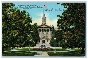 c1940 Administration Building Western Illinois State Teachers Macomb IL Postcard