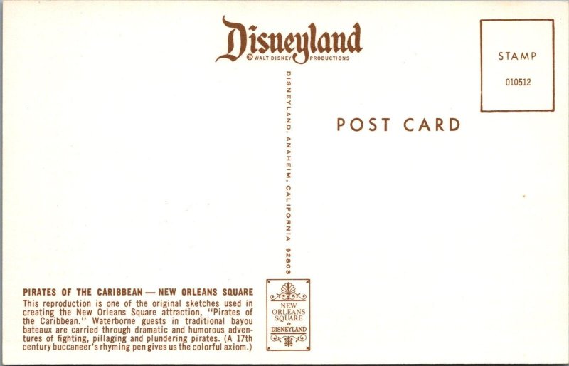 Postcard Disneyland Pirates of  Caribbean New Orleans Square  Eye o' the Greedy