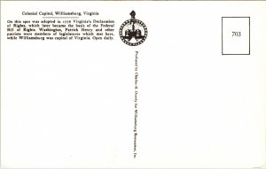 State Capitol Williamsburg Virginia VA Flag Black White Sketched Postcard Unused 