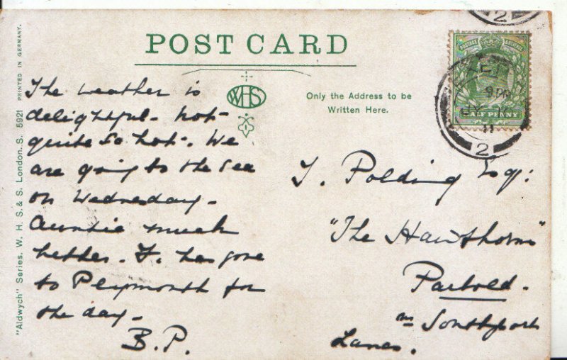 Genealogy Postcard - Polding - The Hawthorn - Southport - Lancs - Ref 5258A