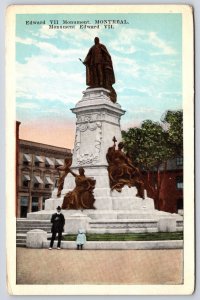 Vintage Postcard Edward VII Monument Statue Phillips Square Montreal Quebec Can.