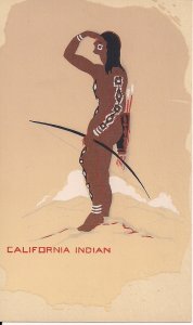 Santa Barbara CA, Hand Made Serigraph, California Indian, Bow & Arrow, 1950's ?