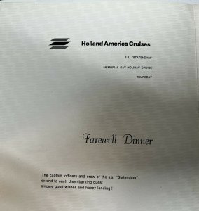 Vintage 1980s Holland America Cruises SS Statendam Dinner Menu Lot of 7