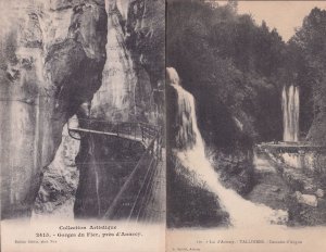 Lac D'Annecy Talliores Cascade Angon 2x French Old Postcard s