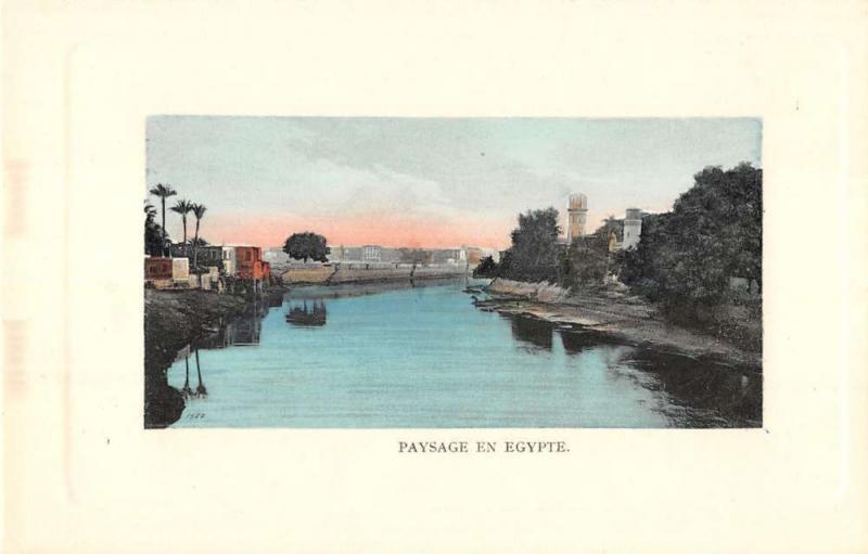 Somewhere in Egypt panoramic view ship boat canal antique pc Z22496