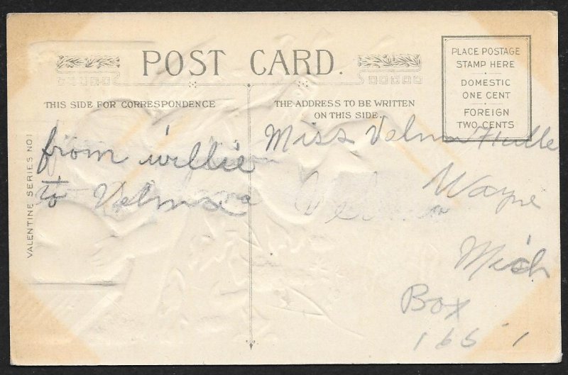 To My Valentine Cupid Arrows & Heart Used c1910s