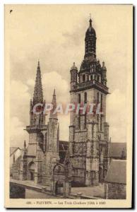 Old Postcard Pleyben Three Steeples