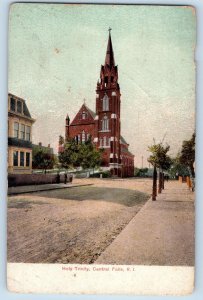 c1905's Holy Trinity Church Cross Tower Central Falls Rhode Island RI Postcard