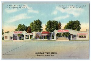 Colorado Springs Colorado Postcard Mountain View Courts Post Office 1940 Vintage