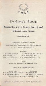 Fenners University Cambridge Sports Day Freshmans 1938 Programme