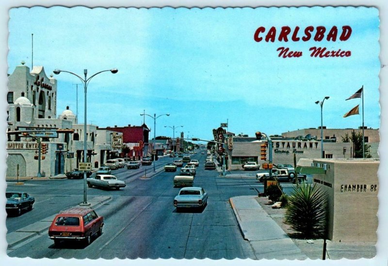 CARLSBAD, New Mexico NM ~ Street Scene DOWNTOWN c1970s ~ 4x6 Postcard
