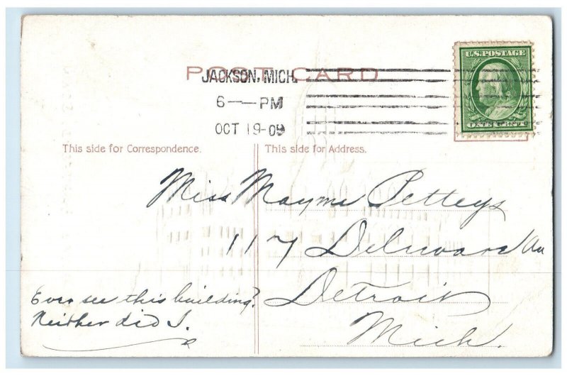 1909 Capitol Hartford Connecticut CT, Jackson MI Embossed Airbrushed Postcard