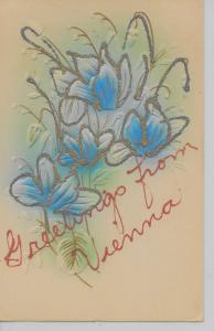 Vienna Virginia Greetings From flowers glittered antique pc Z18209 