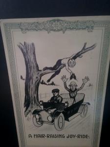 Postcard Comical Cartoon A Hair Raising Joy-Ride 1912