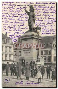 Postcard Old Statue Dunkirk Jean Bart Child Soldiers Militaria