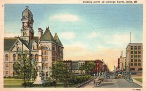 Vintage Postcard Looking North On Chicago Street Joliet Illinois Harry F. Beach