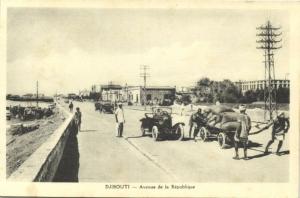 djibouti, Avenue de la Republique, Old Car, Cart (1930s)